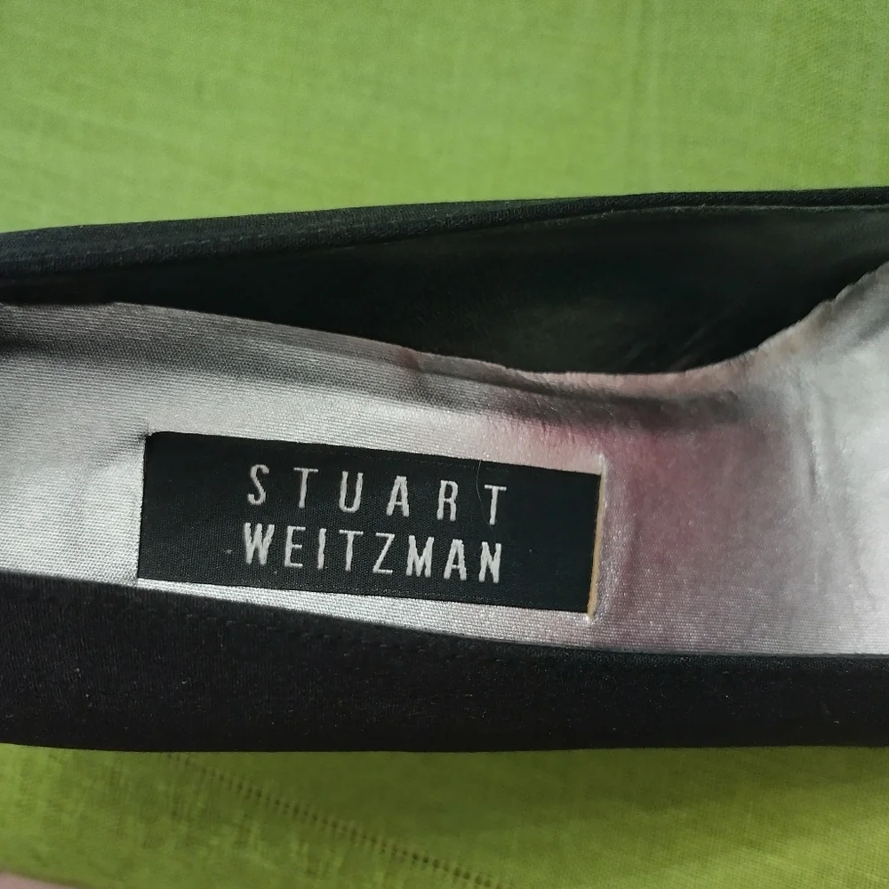 Stuart Weitzman Black Heels with Blingy Toe Accent